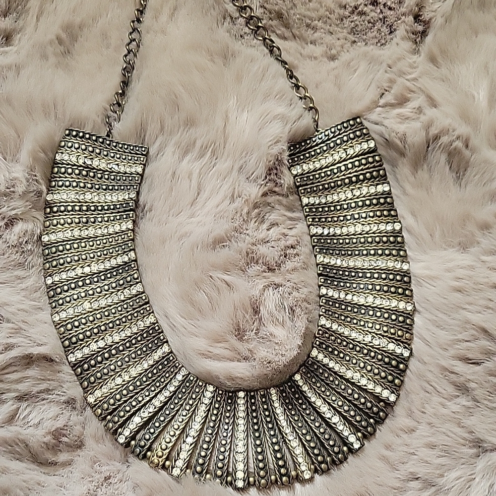 Antique inspired Silver Statement Necklace, costume jewelry